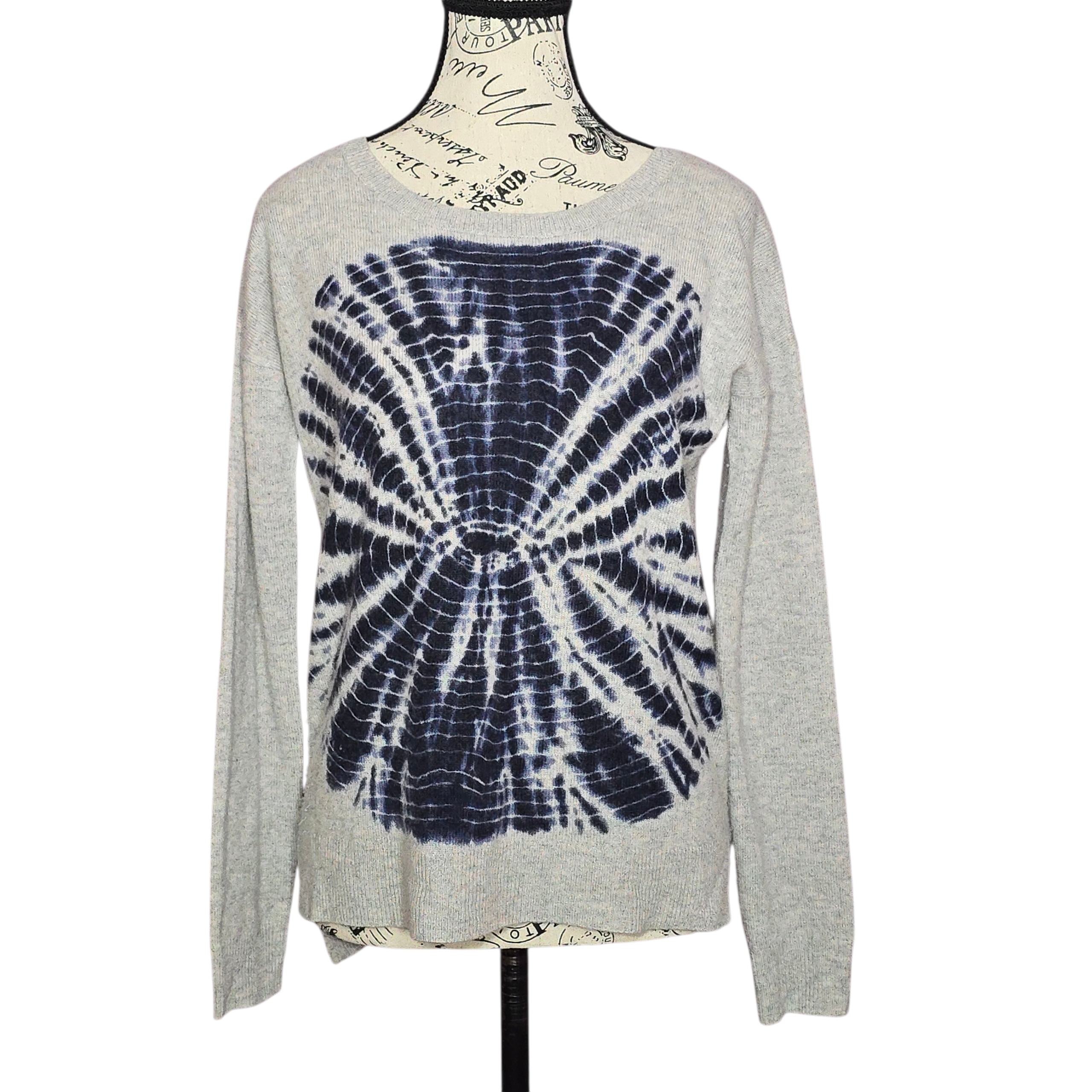 Aqua 100% Cashmere Soft Gray Tie-Dye Sweater Xs